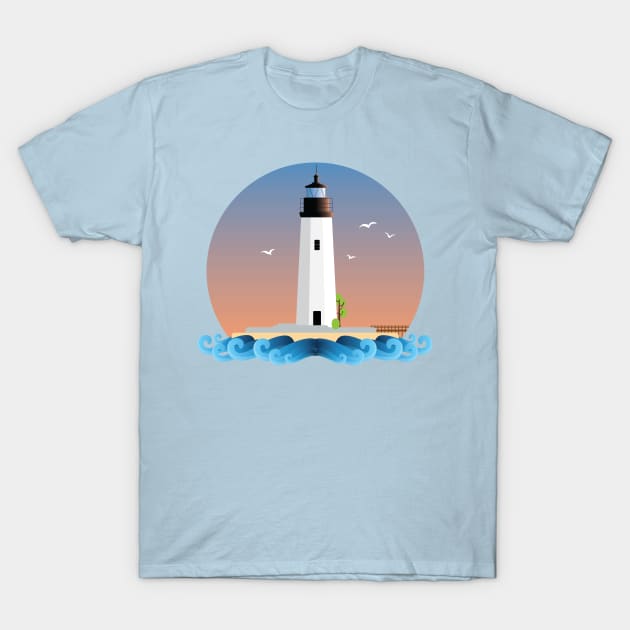 Flat Design - New Point Comfort Lighthouse T-Shirt by CanossaGraphics